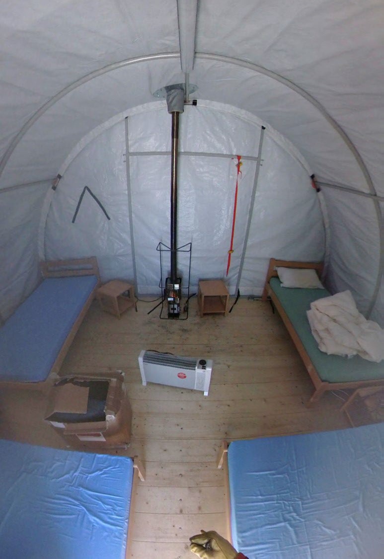 Sleeping tent interior before closing for winterover