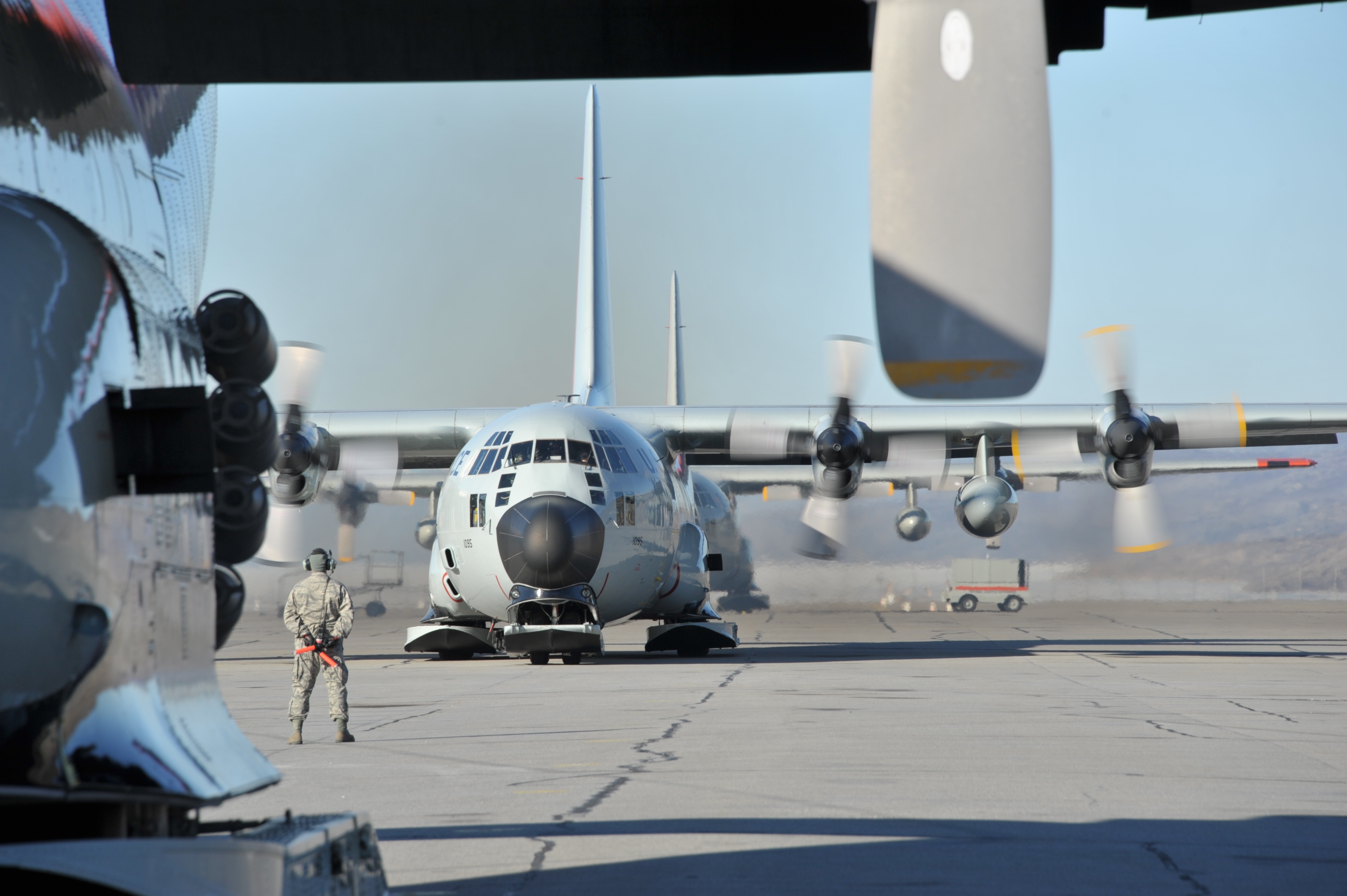 Ski-equipped LC-130 Hercules getting ready for take-off